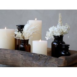 Gl. Fransk Apotekerglas m. lg 1 st; 5 forskellige str. glas - mocca brun farvet glas